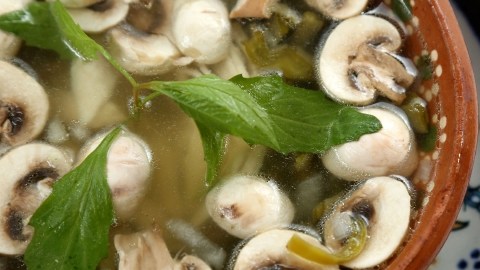 Sopa de champiñones y nopales