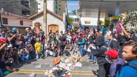 Escena de una manifestación en el inicio del Mundial en suelo brasileño.