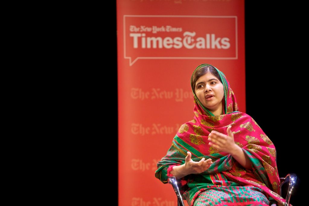 Malala Yousafzai durante la charla en Nueva York.