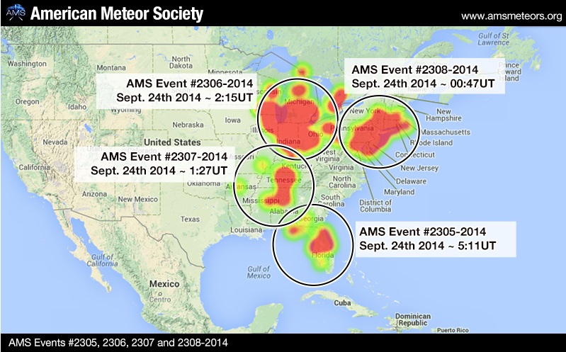 La Sociedad Americana de Meteoritos calculó cada objeto celeste.
