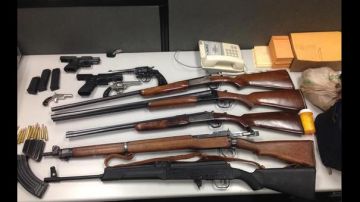 Más de una docena de armas de fuego fueron encontradas en el hogar del detenido.