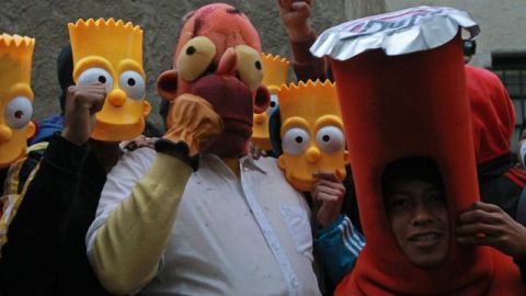 Una manifestación para pedir el regreso de las emisiones de Los Simpson, el 6 de febrero de 2015, en La Paz.