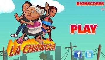 El propósito del videojuego "La Chancla" es de escapar ser golpeado por un zapato lanzado por una abuela.