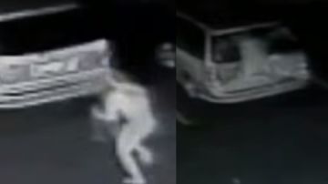 Un video logró capturar el instante cuando éste se estrella contra un coche.