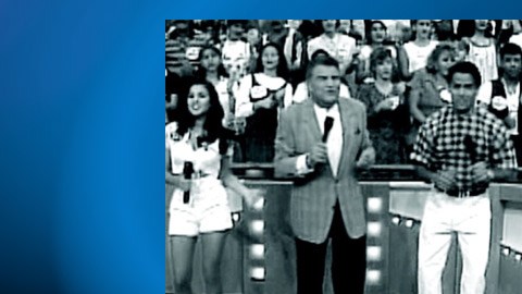 Un joven Jorge Viera con Mario Kreutzberger, "Don Francisco", en el show Sábado Gigante.
