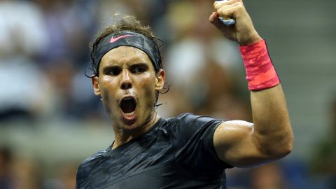 Rafael Nadal celebra un punto en el cuarto set.