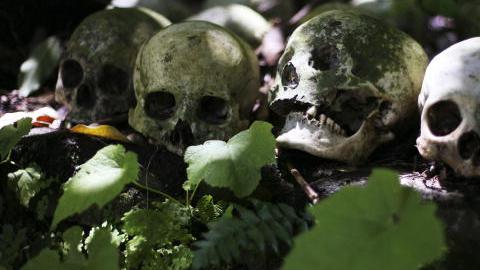 En diversas religiones se utilizan cráneos humanos en rituales religiosos. Imagen tomada en 2007.