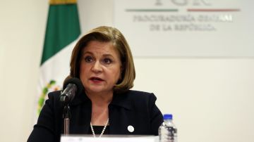 La fiscal mexicana, Arely Gómez, durante La rueda de prensa en Ciudad de México.