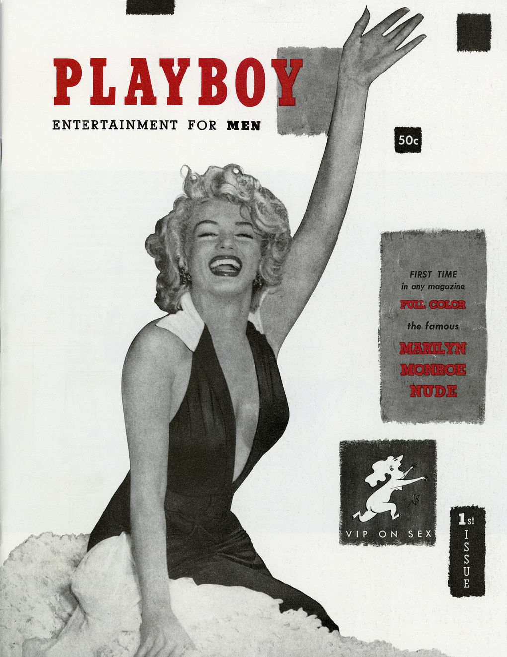 Marilyn Monoe en la portada de la primera edición de Playboy en diciembre de 1953.