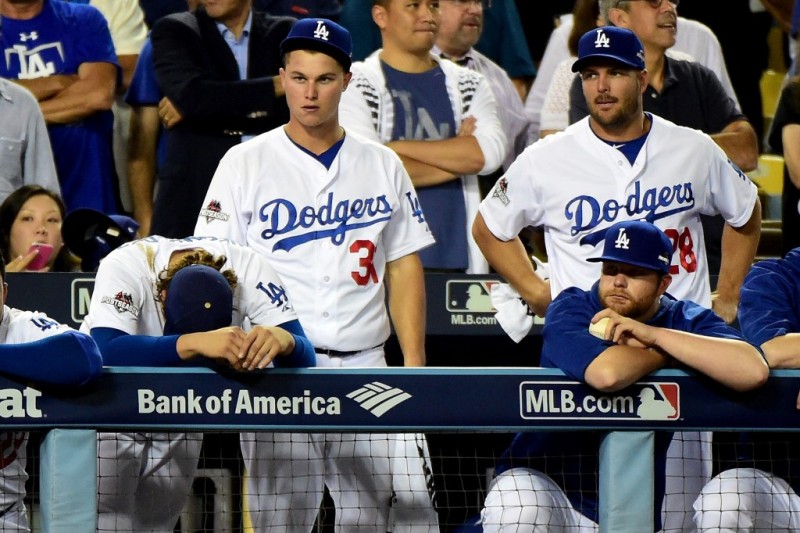 El dugout de los Dodgers tras perder la serie divisional.