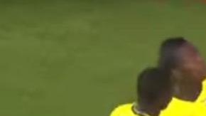 El festejo del primer gol ecuatoriano.