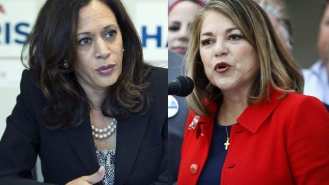 Kamala Harris y Loretta Sanchez, las dos demócratas que se enfrentan por uno de los dos puestos de California en el senado federal.