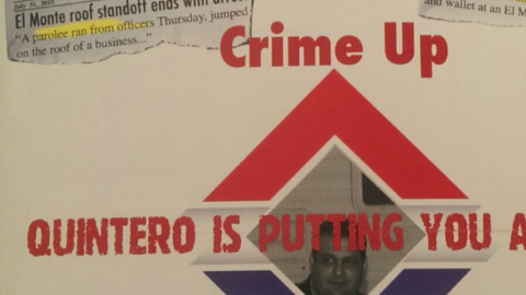 Propaganda electoral en contra del alcalde de El Monte, André Quintero.