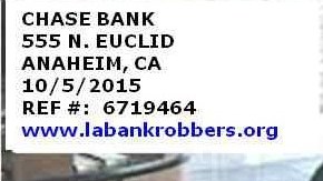 El primer incidente de robo se llevó a cabo en un banco Chase en la ciudad de Anaheim.