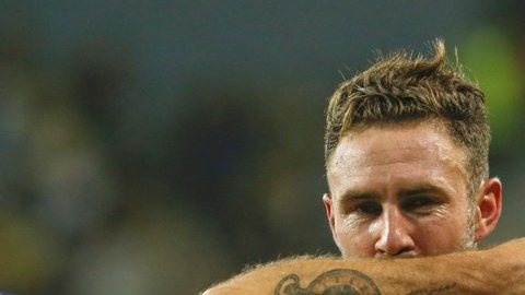 Layún festeja su gol en Haifa.