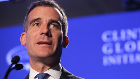 El alcalde Garcetti durante la conferencia de Clinton Global Initiative del 2014.