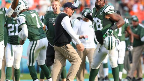 Imagen del último partido que Rex Ryan dirigió como entrenador de los Jets, el pasado 28 de diciembre en un triunfo sobre Miami.