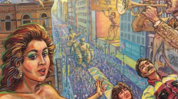 Otra obra de arte chicano en MOLAA: 'LA Fiesta Broadway', de Wayne Healy y David Botello.