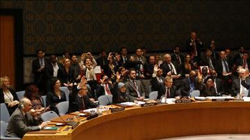 El secretario de Estado  de EEUU, John Kerry, lidera una reunión del Consejo de Seguridad de la ONU durante la votación de una resolución sobre Siria.