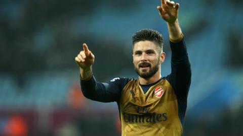 Oliver Giroud y el festejo de su gol.