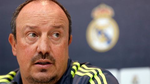 Rafa Benítez, técnico del Real Madrid, durante la rueda de prensa que ofreció al término del entrenamiento.