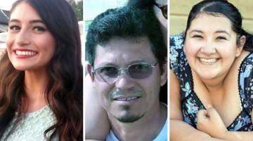 (De izq. a der.) Yvette Velasco, Juan Espinoza y Aurora Godoy, víctimas de la masacre en San Bernardino.