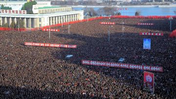 Una concentración masiva en Pyongyang, Corea del Norte.