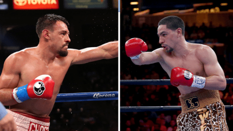 Robert Guerrero (33-3, 18 KOs) (izq.) y Danny García (31-0, 18 KOs) se medirán en el Staples Center de Los Ángeles.