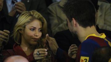 Shakira y Piqué en un partido del Barcelona.