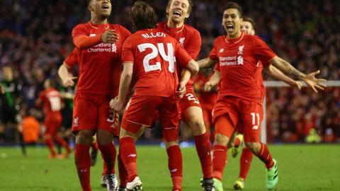 El festejo del Liverpool ante el Stoke.