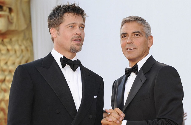 Los actores Brad Pitt y George Clooney en un festival de cine europeo.
