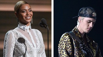 Beyonce, Justin Bieber y Adele en sus respectivas apariciones ayer en los Premios Grammy.