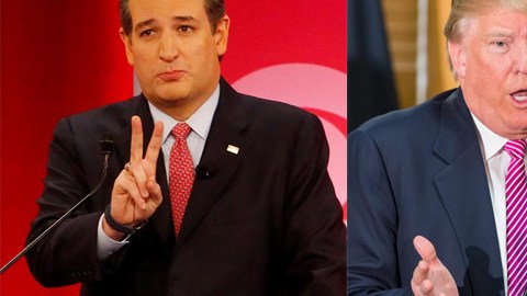 Ted Cruz y Donald Trump, precandidatos que se enfrentan en la recta final de la interna republicana.