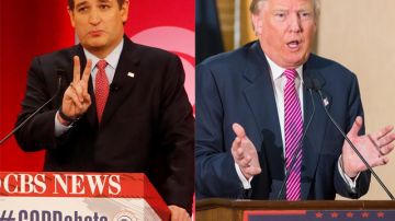 Ted Cruz y Donald Trump, precandidatos que se enfrentan en la recta final de la interna republicana.