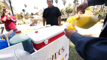 Pedro Luis, un vendedor ambulante en el parque del barrio Echo Park, es uno de los que espera un proyecto de ley que legalice de una vez estas ventas en Los Ángeles. (Foto: Aurelia Ventura/La Opinion)