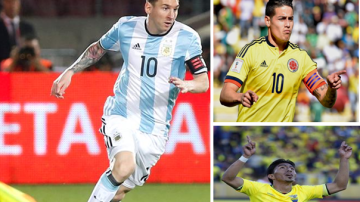 Lionel Messi y James Rodríguez buscan acercar a sus selecciones a la cima de la eliminatoria que encabeza Ecuador.