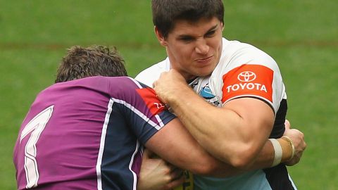 Haydn Peacock cuando jugaba para los Cronulla Sharks de la liga australiana.