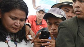 Se escucharon y leyeron consignas como "Justicia para Berta", "La lucha sigue", "Sangre de mártires, semilla de libertad" y "Berta volverá y será millones".