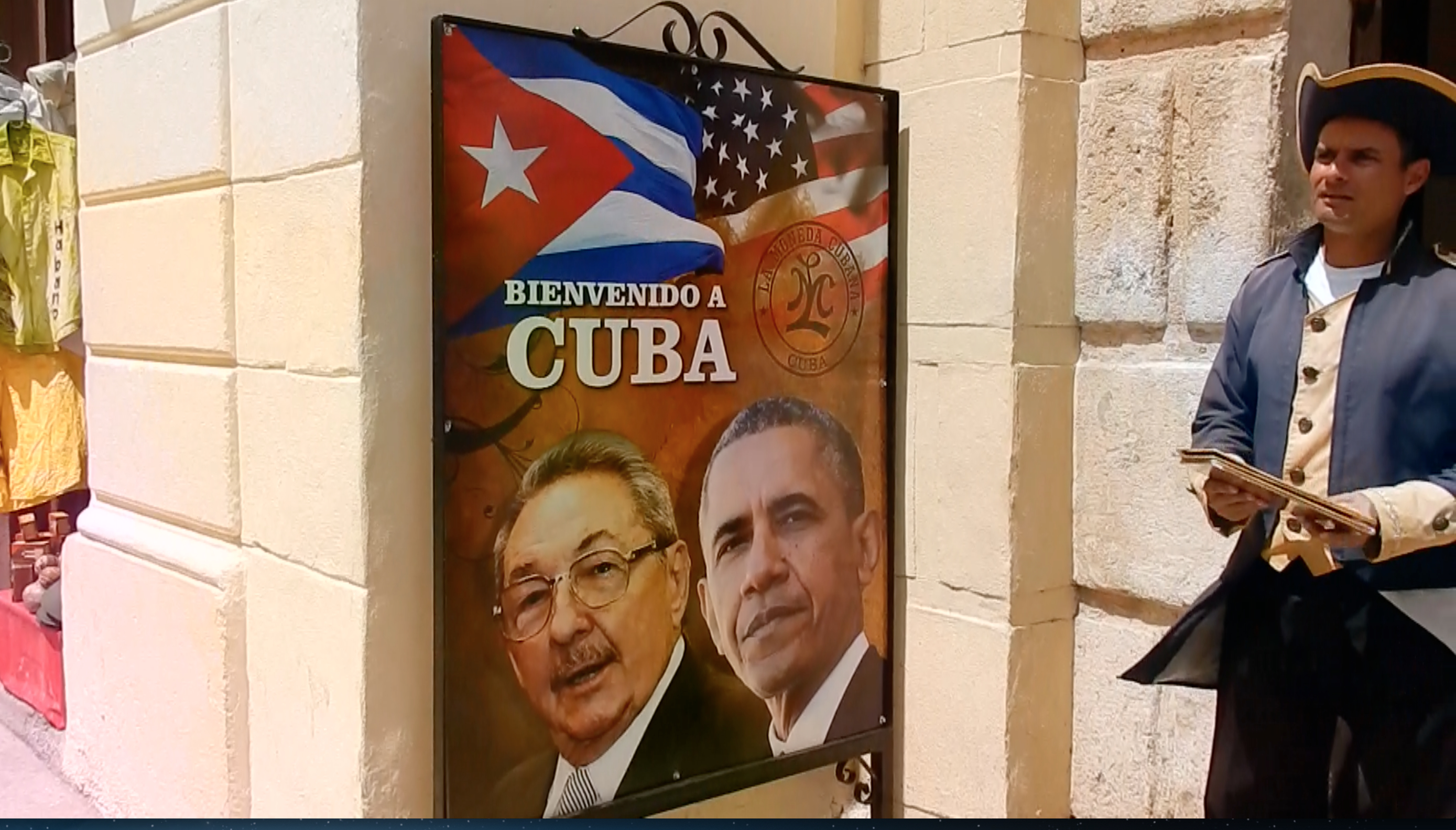 Un cartel en La Habana anuncia la visita de Obama a Cuba. 