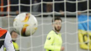 Ricardo Ferreira del Braga en primer plano tras encajar su primer autogol frente al Shaktar.