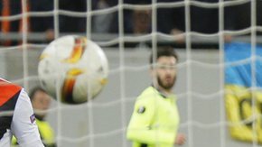 Ricardo Ferreira del Braga en primer plano tras encajar su primer autogol frente al Shaktar.