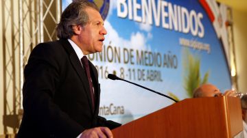 El secretario general de la Organización de Estados Americanos , Luis Almagro, durante la inauguración oficial de la asamblea de medio año de la Sociedad Interamericana de Prensa.