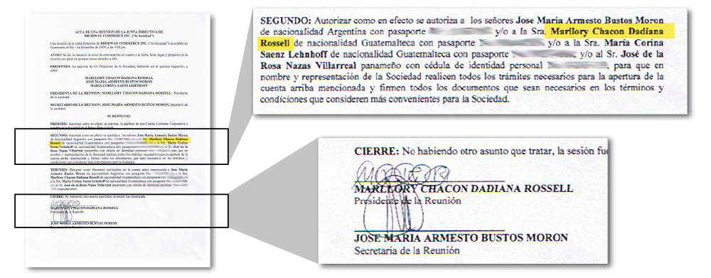 Un mensaje enviado en noviembre de 2009 por la abogada de Mossack Fonseca Isabel Vecchio, detalló los montos requeridos para abrir la cuenta bancaria de la empresa que presidia Marllory Chacón Rossell. 