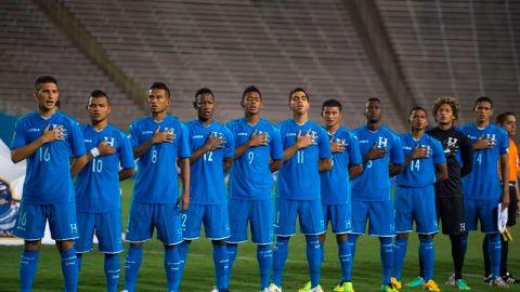 La selección de Honduras durante un juego anterior en el Cotton Bowl, recinto de Dallas en el que iban a jugar contra Ecuador.