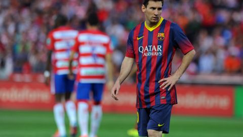 Messi en la derrota del Barcelona ante el Granada en abril de 2014.