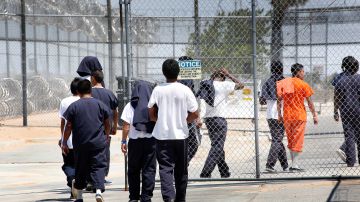 Inmigrantes detenidos en Adelanto, California regresan a sus celdas.