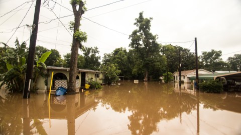 La crecida del río Brazos ha causado inundaciones históricas el 4 de junio de 2016, en vecindarios colindantes en la ciudad de Richmond, al oeste de Houston.
