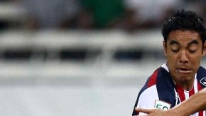 Jugadores de Everton y Chivas, durante un partido de la Copa Libertadores de 2009.