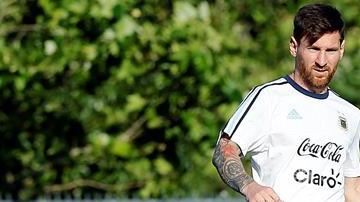 Messi durante el último entrenamiento previo al partido.