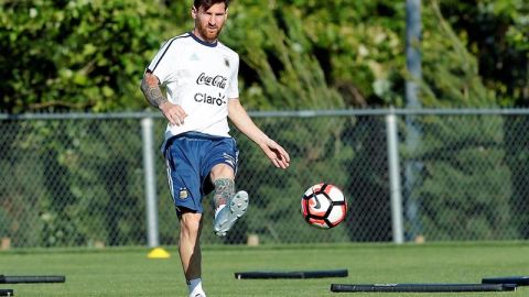 Messi durante el último entrenamiento previo al partido.